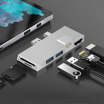 6 u 1 USB Hub 3.1 priključne stanice Hub 4K Kompatibilan RJ45 za Surface Pro 4/5/6 HDMI-kompatibilni adapter razdjelnik za čitanje SD/TF kartica