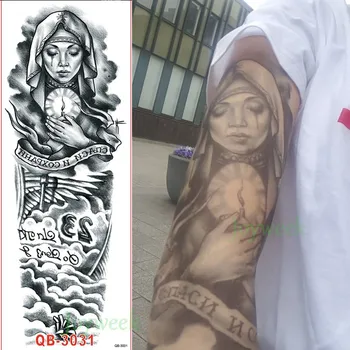 Vodootporne privremena tetovaža naljepnica puna ruka veliki lubanju vrag sat tattoo naljepnice flash tetovaža lažne tetovaže, za muškarce, žene 19
