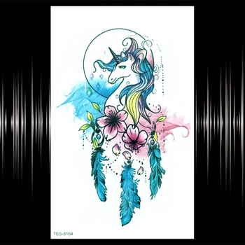 Akvarel Lotos Privremena Tetovaža Za Djecu Žene Djevojčice Ruža Kana Менди Cvijet Tetovaže Naljepnica Pero Lažni Jednorog Tetovaža Ruke