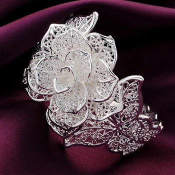 Fine suspenzije od 925 sterling srebra velike cvetne narukvice prstenje narukvice za žene modni večernje vjenčanje nakit setovi Božićni pokloni