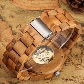 Muški sat od trešnjevine Klasicni Šuplje Kostur Dial Automatski Mehanički Drveni Sat Podesivi Drvena Narukvica Muška ručni sat