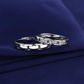 2 kom. Novi modni lanac, Prstenje za zaljubljene, za muškarce i žene Jednostavno briljantan kristal Otvoreni prsten Par prstenova Nakit Poklon za Valentinovo