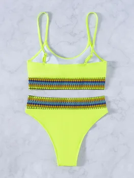 Topljenje Seksi Неоново-žuti bikini set sa visokim strukom Skraćene top kupaći Kostim Za žene 2022 kupaći kostimi za Kupanje Plaža odjeća Kupaći kostim