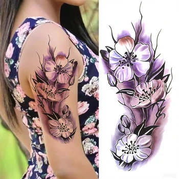 3D Cvijet Ljiljana Privremene Tetovaže Za Žene Odrasle Ruža Lotos Anemone Tetovaža Naljepnica Lažni Pola Vrećice Akvarel Tetovaže na Rukama