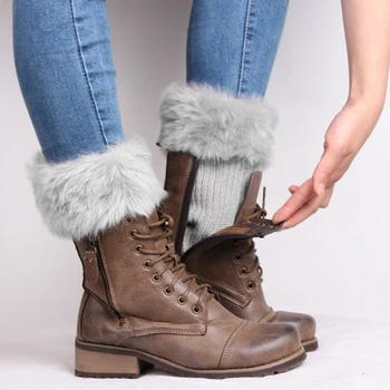 Ženske zimske tajice za noge Dama kukičanje Вязаная krzno završiti Čarape za cipele s manžetama
