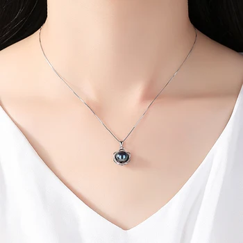 DOTEFFIL 925 Srebro ogrlica sa cvjetnim ivica, biser privjesak, ženske fin nakit, prirodno slatkovodno biserna ogrlica, lanac, ženski poklon