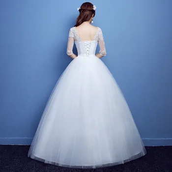 Vjenčanica Nove ball haljina Svadben haljina s izvezenim Big Size Djeveruša Vjenčanica kratkih rukava čipka-up