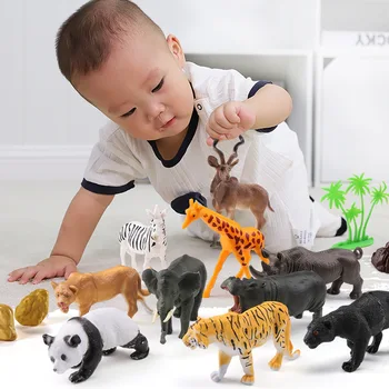 44 kom. Model životinja u zoološkom vrtu Šumarstvo farma Igračke za životinje Prave Divlje Džungle Tigar Panda Ovce Edukativne Edukativne igračke za djecu