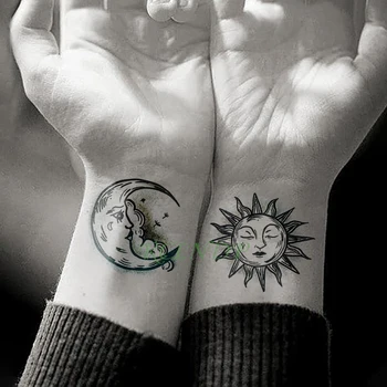 Vodootporne Privremena Tetovaža Naljepnica Sunce Mjesec Lažna Tetovaža Flash Tetoviranje Tattoo ruka noga ruka Za Muškarce, Žene i djevojke