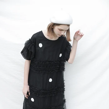 Crno сетчатое haljina imakokoni originalni dizajn japanska slobodno donje ljeto 182295 s dugim kratkim rukavima
