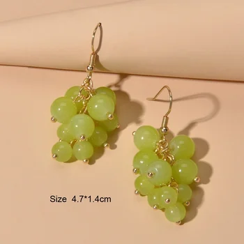 Trendi Zelene dragulje Staklene Naušnice s vinove voćem za žene, djevojčice, Опаловый kamen, Nakit, Naušnice, болтающиеся