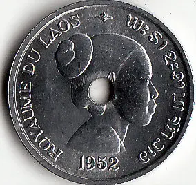 Laos 10 centi Kovanice 1952 izdavanja Azija Nova Originalna Novčić Unc Kolekcionarska Izdanje Pravi Rijetka Prigodni Slučajni datum