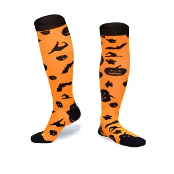 Žene Muškarci Halloween Kompresije Duge Čarape Do koljena Kostur šišmiši i duhovi pauci Ispis Cirkulacija Njega Olakšanje Umora