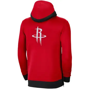 Houston košarka Muške jakne kaputi majica Rockets Showtime Performanse Sportska odjeća zip Majica s kapuljačom za jakne Crvena