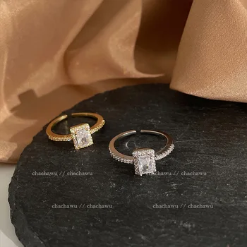 Prsten ženski нишевый dizajn moderan pojedinim ukras jednostavno luksuzno prsten na kažiprst s dijamantom temperament otvoreni prsten na veliko