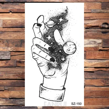 ФАНРУЙ Crni Trokut Privremene Tetovaže Ženske Geometrijski Ruke Astronaut Umjetnost Tattoo Naljepnice Planet Prijenos Vode Tetovaža Svemirski Osoba