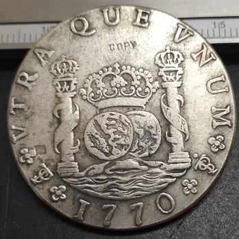 1770 (mlađi) Bolivija 8 Reale - Carlos III Španjolski stupovi s oružjem Primjerak kovanice