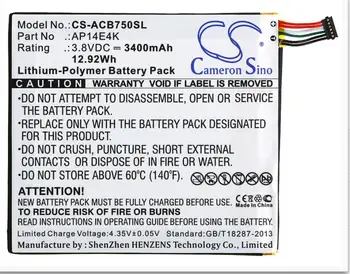 Cameron je Sino 3400 mah baterija za ACER Iconia One 7 B1-750 AP14E4K AP14E4K (1ICP4/86/94) KT00104001