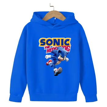 Majica s kapuljačom za dječaka, dječje majica s kapuljačom iz crtića Sonic, Moda jesen хлопковая topla majica za djevojčice-mlade