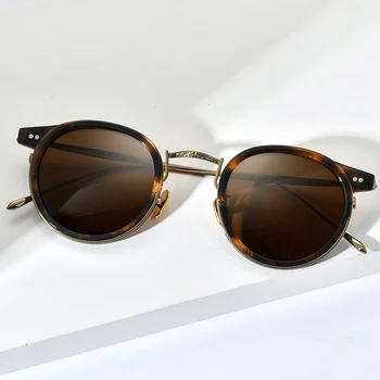 FONEX Acetat titana Polarizirane Sunčane Naočale za muškarce 2022 Novi Retro Vintage Okrugle Sunčane naočale UV400 Ženske Korejski nijanse 850