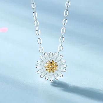 Ogrlica od 925 sterling srebra u obliku žutog cvijeta Ženska lanac za ключиц Fin nakit Večernje Vjenčanje pribor