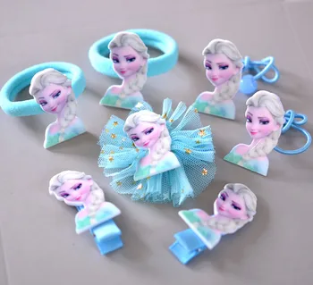 7шт Disney Zamrznute Elsa bobby pin za kosu dječje uže za kosu djevojka rođendanski poklon nakit gumica za kosu klinac lutka pribor prsten za kosu