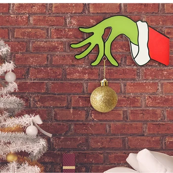 2021 Novi božićni ukras Grinch gesta privjesak Božićno drvena vrata Božićni ukras kuće i tržni centar sa spuštenih rupama