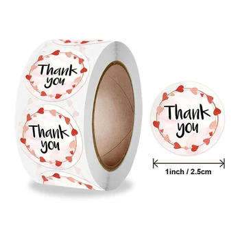 500 Kom 1 Inch Crvena Roza Srca Hvala Naljepnice za Omotnice za Pečenje Poklon Razglednice, Naljepnice Za Pakiranje Stranke