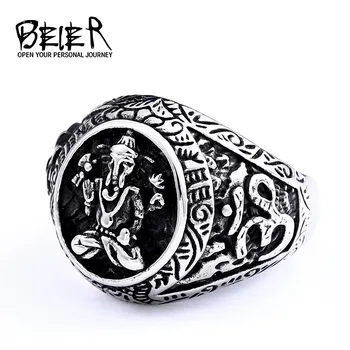 Prsten za хобота slona od nehrđajućeg čelika 316L Beier visoke kvalitete za muške osobnosti Vintage veliko Sretan nakit poklon BR8-672