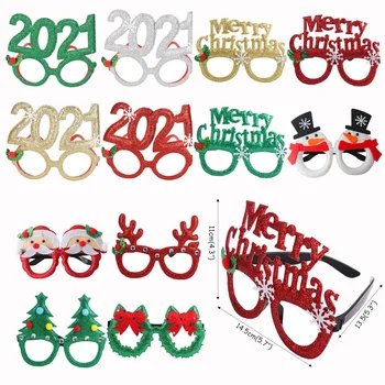 1pc 2021 plastični okvira za naočale, Božićne ukrase za dom božićno studio fotografija rekvizite čestit Božić навидад dar 2021