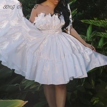 Jednostavne bijele haljine za Maturalne s kratkim topom s otvorenim ramenima Mini-ženske koktel haljina za prom Vestidos De Fiesta