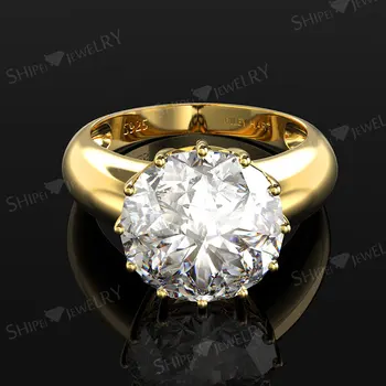 Vintage 925 Sterling Srebra 12 karat Cijele Citrin Safir Prsten s dijamantom Boje žutog Zlata Prstenje za žene i Muškarce Izravna dostava