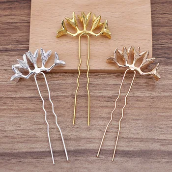 10 KOM 13*45,5 mm Metalnih Legura Cvijeće Viljuške Za kosu Postavke Štapići Za kosu Baza DIY Pribor Za kosu Za izradu nakita