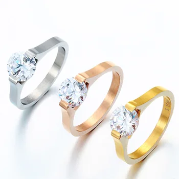 Novi Modni Angažman Prstenovi Od Nehrđajućeg Čelika Za Žene CZ Kameni Prsten Prst Donje Zaručnički Prsten