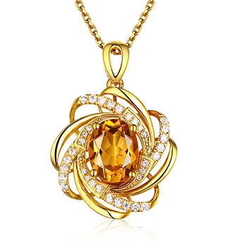 Trenutno je 18-karatno zlato 2 Karat Topaz Privjesak Za žene Luksuzni žuti dragulj 18 Do Zlatno ogrlica Nakit od kristala Privjesak Ženske pribor