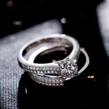 TAKNITE Donje Mali Okrugli Prsten Skup Prsten Cirkon Moda Bijelo/Rose Gold Punjeni Nakit Obećanje Vjenčano Prstenje Za žene